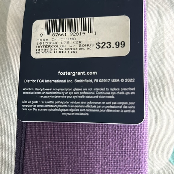 Foster Grant Watercolor Womens Purple & Black Reading Glasses w/ Case +1.75 - Picture 5 of 7